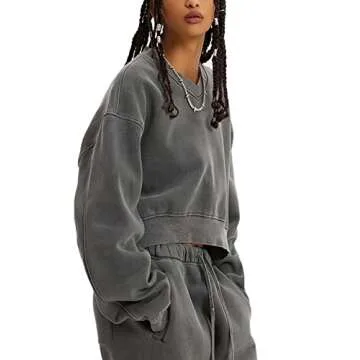 Stylish Acid Wash Hoodie for Women - Vintage Athletic Fashion
