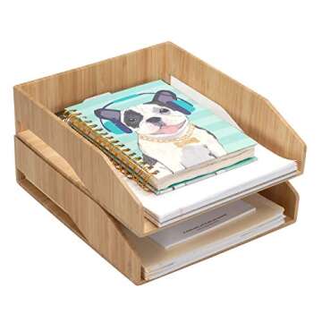 Stackable Bamboo Paper Trays for Home Office Organization