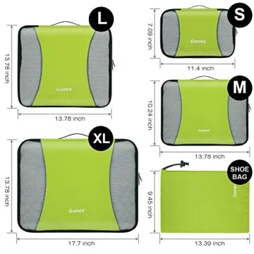 Gonex Packing Cubes for suitcase, 9 Set Lightweight Travel Luggage Packing Organizers with Laundry Bags Travel Essentials Travel Bags for Carry on Suitcases