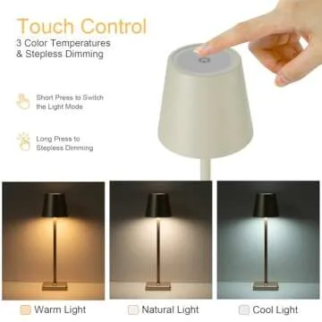 kelary 2 Pack Cordless Table Lamp Rechargeable LED Desk Lamp 5200mAh Battery Operated Stepless Dimmable Portable Table Lights for Dinner/Restaurant/Outdoor Party/Coffee Shop IP54 Waterproof Cream