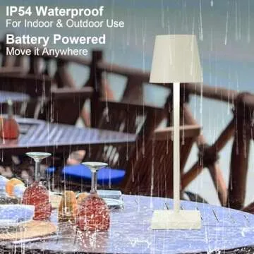 kelary 2 Pack Cordless Table Lamp Rechargeable LED Desk Lamp 5200mAh Battery Operated Stepless Dimmable Portable Table Lights for Dinner/Restaurant/Outdoor Party/Coffee Shop IP54 Waterproof Cream