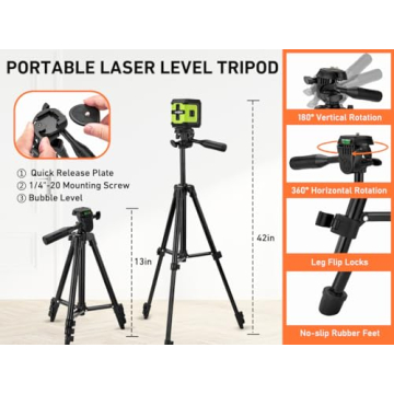 Polarduck Laser Level Tripod - Lightweight & Adjustable