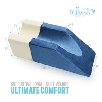 Milliard Foam Leg Elevator Cushion with Washable Cover, Support and Elevation Pillow for Surgery, Injury, Knee Replacement or Rest