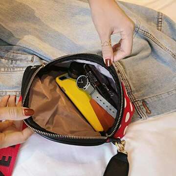 Kids Nylon Waist Bag Cute Polka Dot Small Fanny Pack Belt Bag Phone Purse for Women Girls Sport Running Travel Festival Red