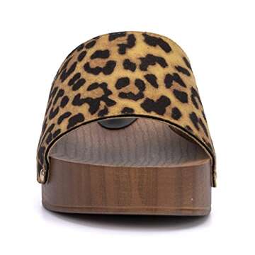 Olivia Miller Leopard Print Vegan Leather Clogs for Women