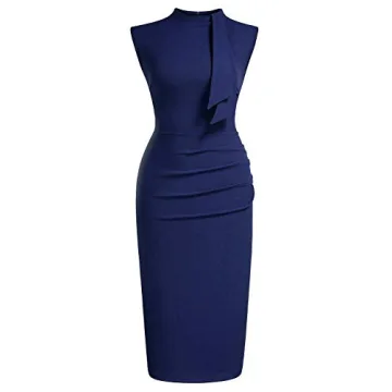 Miusol 1950s Half Collar Ruffle Cocktail Pencil Dress