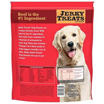 Jerky Treats Tender Beef Strips Dog Snacks 15 Vitamin& Mineral& Omega 3 Made in USA, 60 oz, New Pack...