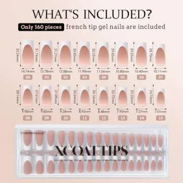 BTArtboxnails XCOATTIPS French Tip Nails - Extra Long Press On Nails, 160 Pcs Brown Soft Gel Nail Tips Square Pre-applied Tip Primer & Base Coat, No Need File False Nails for Valentines Day, 16 Sizes