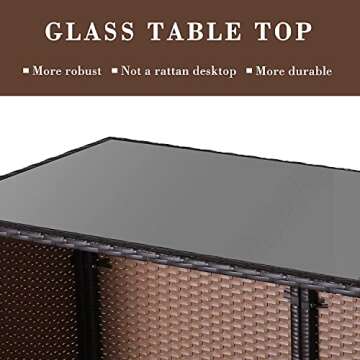 Oakmont Outdoor Bar Set 3-Piece Brown Wicker Patio Furniture - Glass Bar and Two Stools with Cushions for Patios, Backyards, Porch, Gardens or Poolside