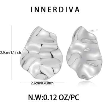 INNERDIVA Gold Irregular Abstract Geometric Earrings Vintage Gold Earrings Statement Earrings Bohemian Earrings for Women