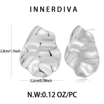 INNERDIVA Gold Irregular Abstract Geometric Earrings Vintage Gold Earrings Statement Earrings Bohemian Earrings for Women