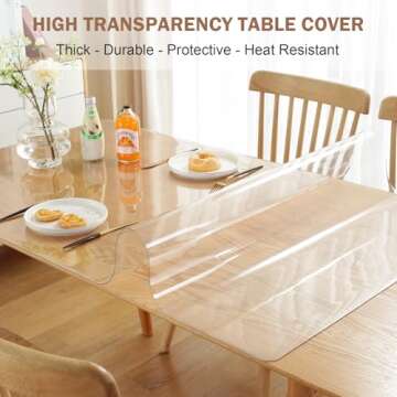LovePads 2mm Thick 36 x 60 Inch Clear Table Cover Protector, Clear Table Protector for Dining Room T...