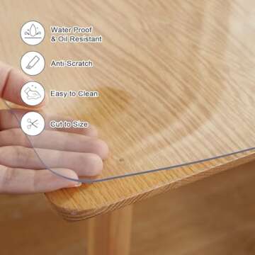 LovePads 2mm Thick 36 x 60 Inch Clear Table Cover Protector, Clear Table Protector for Dining Room Table, Plastic Table Cover, Dining Table Protector, Table Pads for Dining Room Table