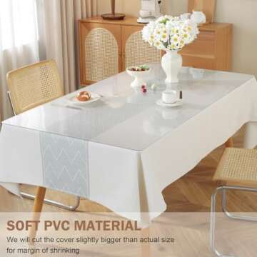 LovePads 2mm Thick 36 x 60 Inch Clear Table Cover Protector, Clear Table Protector for Dining Room Table, Plastic Table Cover, Dining Table Protector, Table Pads for Dining Room Table