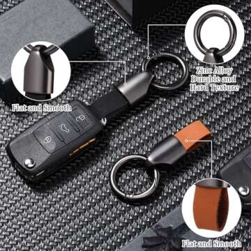 Yaocom 2 Pcs Leather Car Keychain Belt Keychain Quick Release Zinc Alloy Buckle Multifunctional Leather Belt Key Holder Belt Clip for Keys Car Keychain for Men Woman