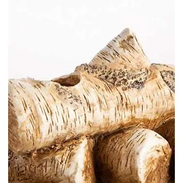 Plow & Hearth Faux Birch Wood Resin Logs Candle Holder for Fireplace | Romantic Ambiance Without Heat or Mess | Holds 8 Tea Lights| Realistic Sculpted Logs | 18"L x 10.5"W x 8"H