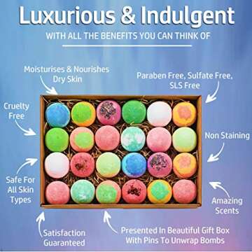 Bulk Bath Bombs Gift Set - 24 Nurture Me Organic Bath Bomb Kit - Moisturizing Bath Bombs Bath Gift Set – Best Birthday Gifts for Women, Mom, Girls, Teens, Her