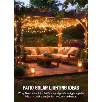 Minetom Solar String Lights for Outside, 33Ft 100 LED Outdoor Solar Fairy Lights, 8 Modes Balcony Lights for Tree Patio Christmas Party Wedding Decor (Warm White)