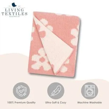 Living Textiles Pink Floral Daisy Chenille Soft Baby Blanket Reversible Premium Cozy Fabric for Best Comfort - for Infant,Toddler,Newborn,Nursery,Girl,Throw,Crib,Stroller,Gift, Pink Floral Daisy 40x30