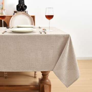 Fitable Linen Textured Beige Tablecloths 2 Pack, Faux Burlap Rectangle Table Clothes for 6 Foot Tables, Rustic Wrinkle-Proof Table Covers for Wedding, Party, Farmhouse, Banquet (54 x 108 Inch)