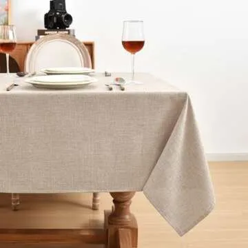 Fitable Linen Textured Beige Tablecloths 2 Pack, Faux Burlap Rectangle Table Clothes for 6 Foot Tables, Rustic Wrinkle-Proof Table Covers for Wedding, Party, Farmhouse, Banquet (54 x 108 Inch)