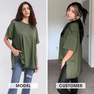 EXLURA Womens Summer Oversized T Shirts 2025 Casual Short Sleeve Loose Maternity Tops Crewneck Tunic...