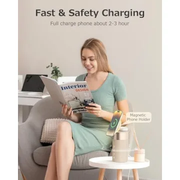 COLSUR Bluetooth Speaker, Magnetic Wireless Charger, Bluetooth Speakers with Night Light, 2 in 1 Wireless Charging Station for iPhone 16/15/14/13/12 Series, AirPods Pro/3/2（Gift Ideal）