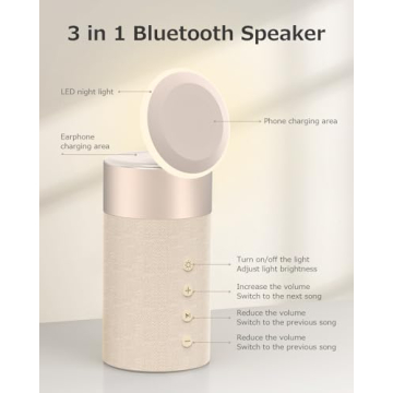 COLSUR Bluetooth Speaker, Magnetic Wireless Charger, Bluetooth Speakers with Night Light, 2 in 1 Wireless Charging Station for iPhone 16/15/14/13/12 Series, AirPods Pro/3/2（Gift Ideal）