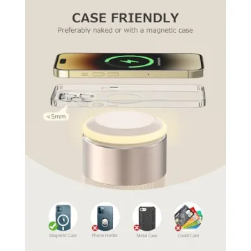 COLSUR Bluetooth Speaker, Magnetic Wireless Charger, Bluetooth Speakers with Night Light, 2 in 1 Wireless Charging Station for iPhone 16/15/14/13/12 Series, AirPods Pro/3/2（Gift Ideal）