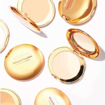 MCoBeauty Miracle Flawless Pressed Powder, Medium Warm Shade, Oil-Control, Soft-Focus Finish with Hydrating Rose Flower Extract & Sweet Almond Oil, Vegan, Cruelty Free Cosmetics