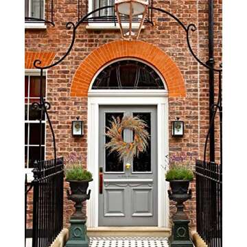 RED DECO Fall Reed Harvest Wreath for Front Door - 22-24 inch Artificial Door Wreaths for Home Farmhouse Wall Decor All Seasons