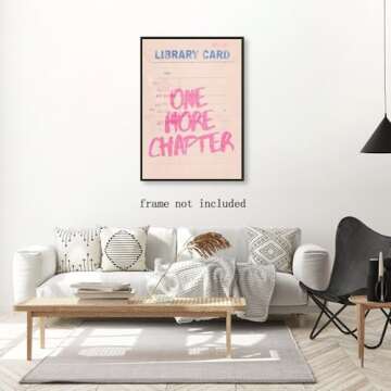 Trendy Retro Pink Posters Bookish Quote One More Chapter Vintage Art Canvas Prints library Wall Art Decor Book lover Bedroom Study Wall Decoration 12x18inch Unframed