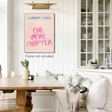 Trendy Retro Pink Posters Bookish Quote One More Chapter Vintage Art Canvas Prints library Wall Art Decor Book lover Bedroom Study Wall Decoration 12x18inch Unframed