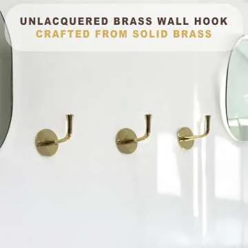 JUVOSY Heavy Duty Brass Wall Hooks for Bathroom & Entryway
