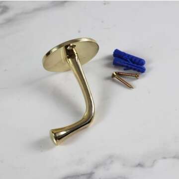 JUVOSY Heavy Duty Brass Wall Hooks for Bathroom & Entryway