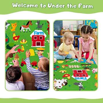Arrocent 38Pcs Farm Animals Felt Board Story Set for Toddlers, Farmhouse Themed Storytelling Flannel Barnyard Domestic Livestock Toys Figures Teaching Wall Flannel Interactive Play Kit