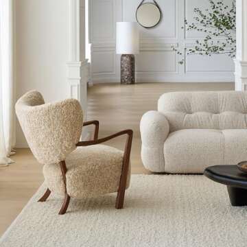 ESRADA Modern Accent Chair Lambswool Fabric Armchair Modern Fluffy Chair with Arm Sherpa Upholstered...