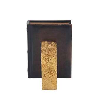 CosmoLiving by Cosmopolitan Polystone Geode Bookends with Gold Detailing, Set of 2 5"W, 7"H, Gray