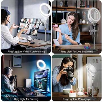 Desktop Ring Light for Zoom Meetings - 8'' Computer Ring Light with Stand and Phone Holder, Laptop Ring Light for Video Conference/Online Video Call/Make up/Video Recording/Webcam/Live Streaming
