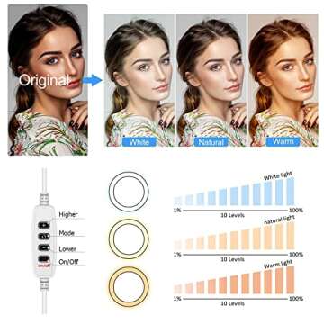 Desktop Ring Light for Zoom Meetings - 8'' Computer Ring Light with Stand and Phone Holder, Laptop Ring Light for Video Conference/Online Video Call/Make up/Video Recording/Webcam/Live Streaming