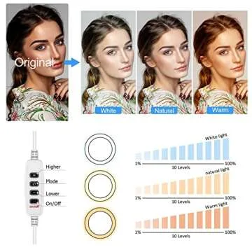 Desktop Ring Light for Zoom Meetings - 8'' Computer Ring Light with Stand and Phone Holder, Laptop Ring Light for Video Conference/Online Video Call/Make up/Video Recording/Webcam/Live Streaming