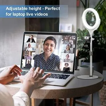 Desktop Ring Light for Zoom Meetings - 8'' Computer Ring Light with Stand and Phone Holder, Laptop Ring Light for Video Conference/Online Video Call/Make up/Video Recording/Webcam/Live Streaming