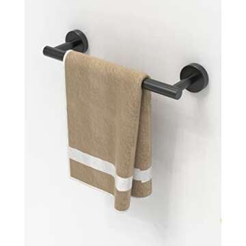 RARXTR 12 Inches Matte Black Towel Bar for Bathroom Kitchen Hand Towel Holder Dish Cloths Hanger SUS304 Stainless Steel RUSTPROOF Wall Mount (Matte Black 12-inch)