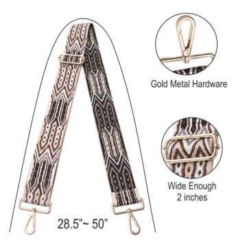 Purse Straps Replacement Crossbody - Bag Shoulder Strap for Handbags, Wide Crossbody Straps for Guitar Purses Totes Boho