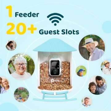 NETVUE by Birdfy AI Smart Bird Feeder with Camera, AI Auto Capture Each Bird Come & Identify 6000+ Bird Species, Cloud Store Bird Videos & Birdwatching On Live, Ideal Gift for Bird Lover (Blue)