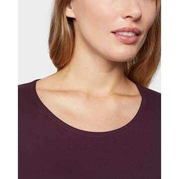 32 Degrees Heat Womens Ultra Soft Thermal Lightweight Baselayer Scoop Neck Long Sleeve Top, Eggplant, Large