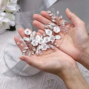 Stunning Latious Silver Flower Wedding Hair Vine