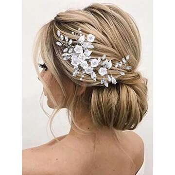 Stunning Latious Silver Flower Wedding Hair Vine