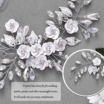 Stunning Latious Silver Flower Wedding Hair Vine