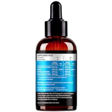 Liquid Collagen Peptides for Women - Serum Complex with Biotin Vitamin, Hydrolyzed Keratin Protein a...